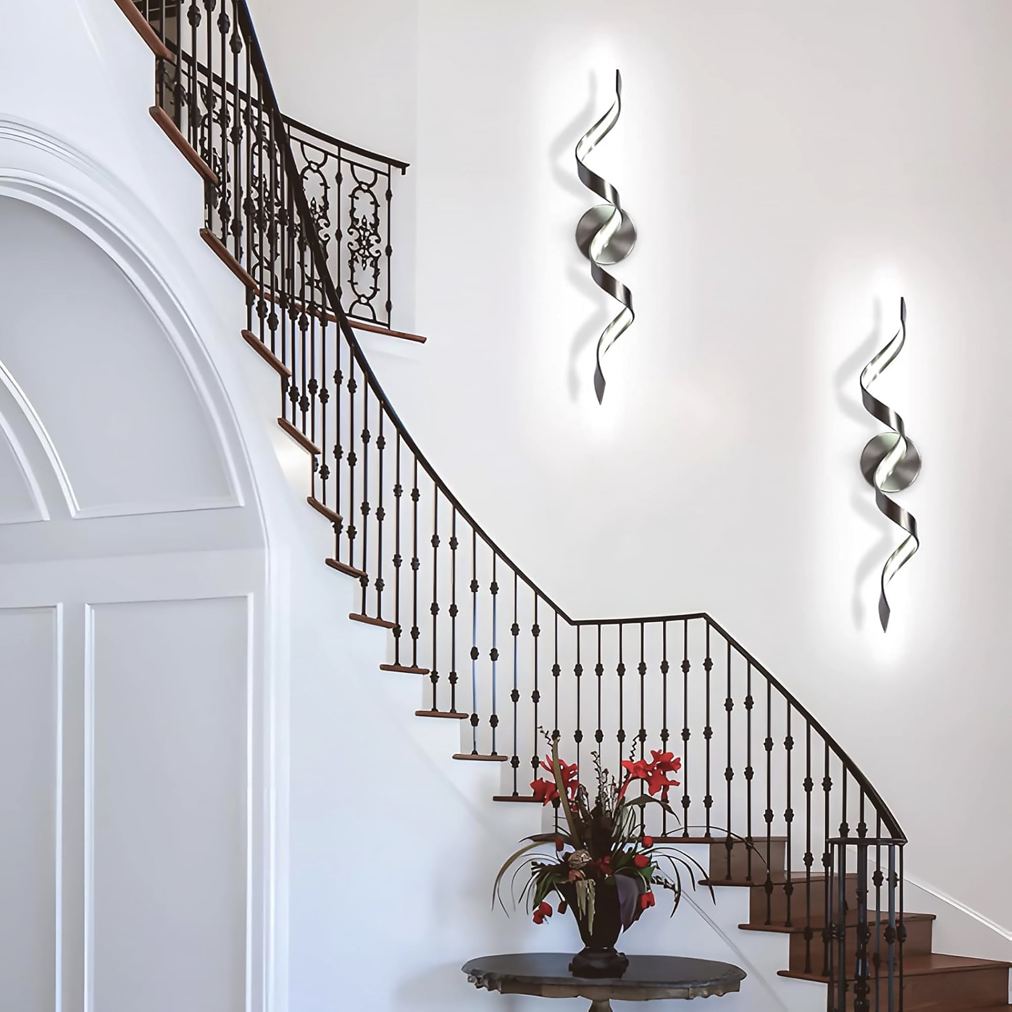 LED Bathroom Vanity Lights, 24inch Dimmable Black Bathroom Lighting Fixture Over Mirror 15W Spiral Design LED Wall Light Fixtures