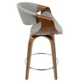 thumbnail image 4 of Curvini Mid-Century Modern Counter Stool in Walnut Wood and Light Grey Fabric by LumiSource - Set of 2, 4 of 8