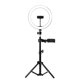 thumbnail image 1 of Lámpara LED anular de 26cm con trípode ajustable de 120cm - Ideal para fotografía, maquillaje y transmisiones en vivo, incluye soporte flexible y clip para bicicleta., 1 of 6