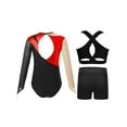 thumbnail image 2 of TTAO Girls' Ballet Gymnastics Leotards 3PCS Dance Bodysuit Athletic Biketard Active Set Dancewear Red 16, 2 of 5