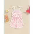 thumbnail image 2 of Nygoyerh Toddler Little Girls Summer Jumpsuit Floral Print Sleeveless Tie Straps Romper Shorts Kids Sweet Square Neck Overalls for Casual Daily Vacation 12M-5T, 2 of 8