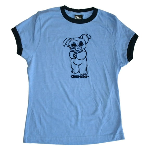 Gremlins Gizmo Junior Women's Blue Ringer T-Shirt Plus Size 2XL