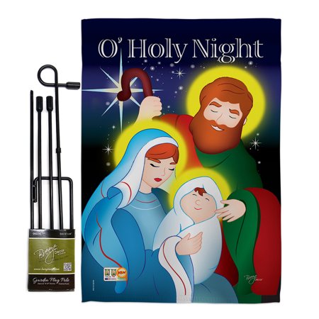 O' Holy Night Garden Flag Set Nativity 13 X18.5 Double-Sided Yard Banner