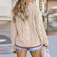 thumbnail image 3 of Women's Color Block Oversized Cable Knit Sweaters Casual Basic Crewneck Long Sleeve Trendy Pullover Sweaters, 3 of 4