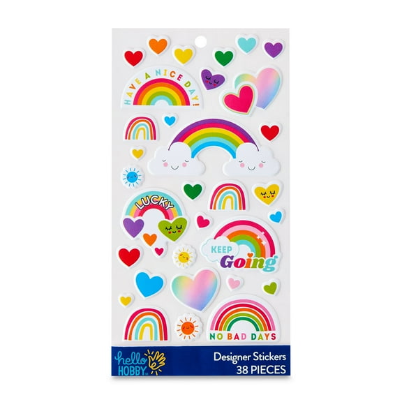 Hello Hobby Multicolor Rainbow Designer Puffy Stickers, 38 Count