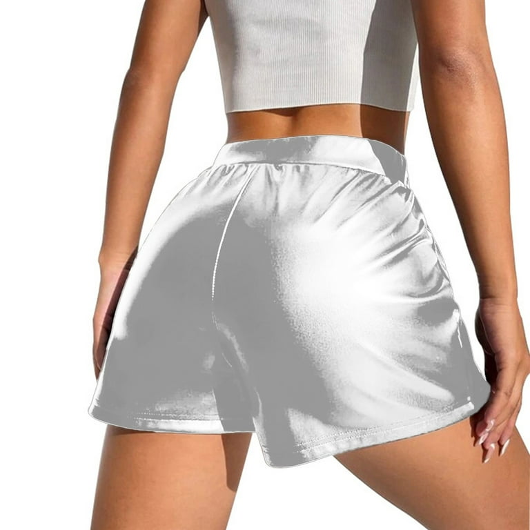 Metallic Shorts, Comdrip Ladies Leather Shorts Multi Colored High