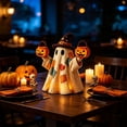thumbnail image 5 of DVKOVI Lighted Vintage Patchwork Ghost Rustic Fall Figurine Halloween Decorations Light up Ghosts with Pumpkin Lantern, 5 of 7