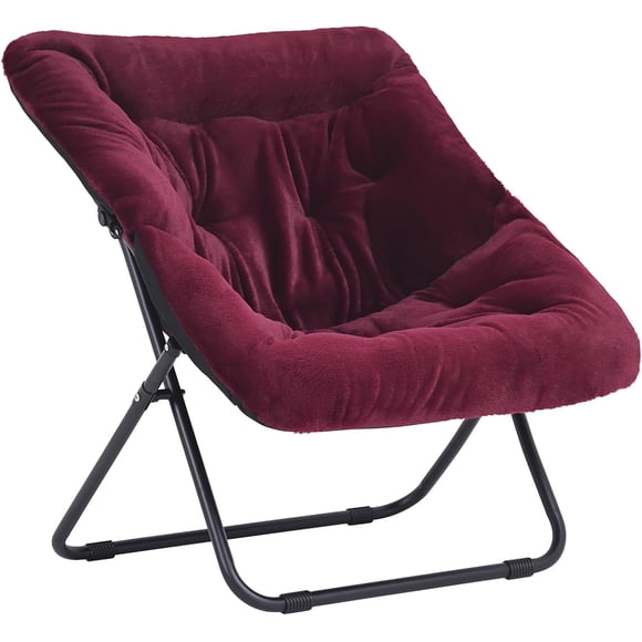 Comfy  Chair  Soft Faux Fur Oversized Folding  Chair  Lounge Lazy Chair for Adults  Metal  Moon Chair for Bedroom  Living Room  Dorm Rooms
