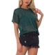 thumbnail image 4 of INSPIRE CHIC Blusa de Fiesta para Mujeres con Manga Corta Transparente y Estrellas Metálicas Brillantes en Verde Oscuro, 4 of 4