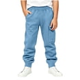 thumbnail image 3 of Boys Cargo Sweatpants Elastic Waist Relaxed Fit Soft Casual Kids Joggers Active Pants Light Blue 8 Years, 3 of 8