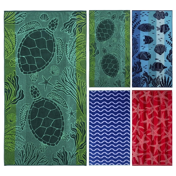 Ozdilek Turtle Escape 40x72 Turkish Cotton Beach Towel – 500 GSM 100% Cotton, Luxury Quick Dry, Extra Large, Soft Beach Towel , Absorbent, Fade-Resistant, Poolside, Spa, Oversized (Turtle Escape)