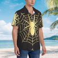 thumbnail image 3 of Susaid Gold Spider On The Web Print Hawaiian Shirts for Men Women,Hawaiian Summer Short-Sleeve Casual Relaxed-Fit Button-Down,Large, 3 of 7