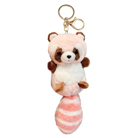 Big Tailed Plush Raccoon Charm Keychain Soft Stuffed Ornament Keyring Lovely Pendants for Purse Bag Backpack Handbag