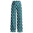 thumbnail image 4 of Women's Polka Dot Print Straight Leg Pants, Elastic High Waist Decorative Tie Loose Full Length Casual Trousers with Side Pockets Navy XL(XL), 4 of 6