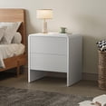 thumbnail image 5 of FURNIWAY Set of 2 Curved Nightstand with 2 Drawers, Wooden Bedside Table with Pop-up Design, Modern End Table for Bedroom, Living Room, White, 5 of 8