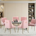 thumbnail image 2 of Restworld Velvet Dining Chairs Set of 6, Modern Upholstered Dining Chairs with Gold Metal Legs,Tufted Dining Chairs for Living Room, Bedroom, Kitchen,Pink, 2 of 7