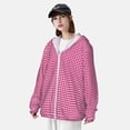 thumbnail image 4 of Picia Pink Gingham Women's Men's UPF 50+ Sun Protection Hoodie Shirt Long Sleeve SPF Fishing Outdoor UV Hiking Lightweight Shirts-3X-Large, 4 of 9