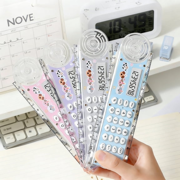 LEFXSMR 2-in-1 Ruler & Calculator, Standard 8-digit Calculator Desktop, Multifunctional Portable Mini Desk Calculator for Home & Office Supplies