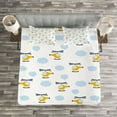 thumbnail image 3 of Ambesonne Cartoon Quilted Bedspread Set 3 Pcs, Aircraft in Clouds, Queen Size, Yellow Blue, 3 of 3