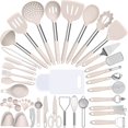 thumbnail image 1 of Silne Cooking Utensil Set, 43 PCS Heat Resistant Kitchen Utensil Gadgets Set-Stainless Steel Handle- Kitchen Spatula Tools for Nonstick Cookware, Pots and Pans Accessories (Khaki), 1 of 7