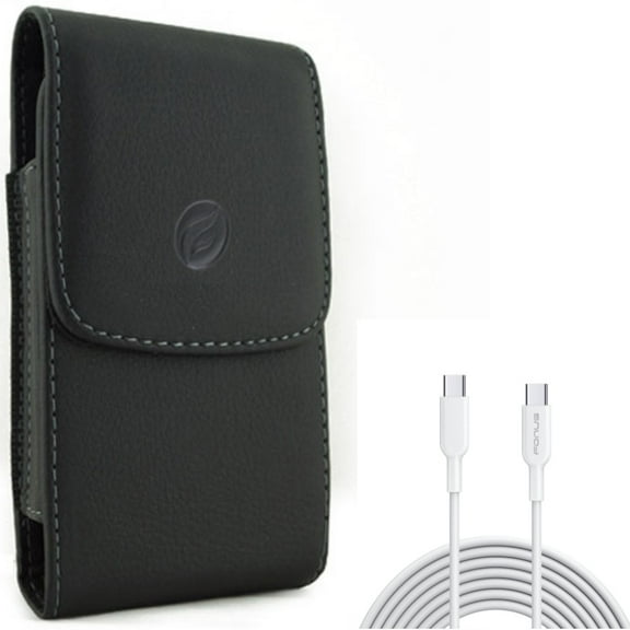 10ft Long Type-C Cable w Case Belt Clip for Samsung Galaxy S20 Fan Edition - Fast Charger Cord PD Power Wire, Leather Holster Cover Pouch fits Galaxy S20 FE (Fan Edition)