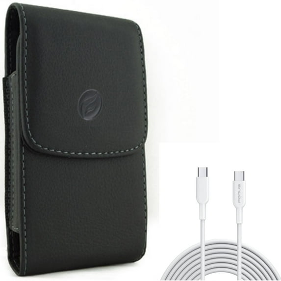 10ft Long Type-C Cable w Case Belt Clip for Samsung Galaxy S20 Fan Edition - Fast Charger Cord PD Power Wire, Leather Holster Cover Pouch fits Galaxy S20 FE (Fan Edition)