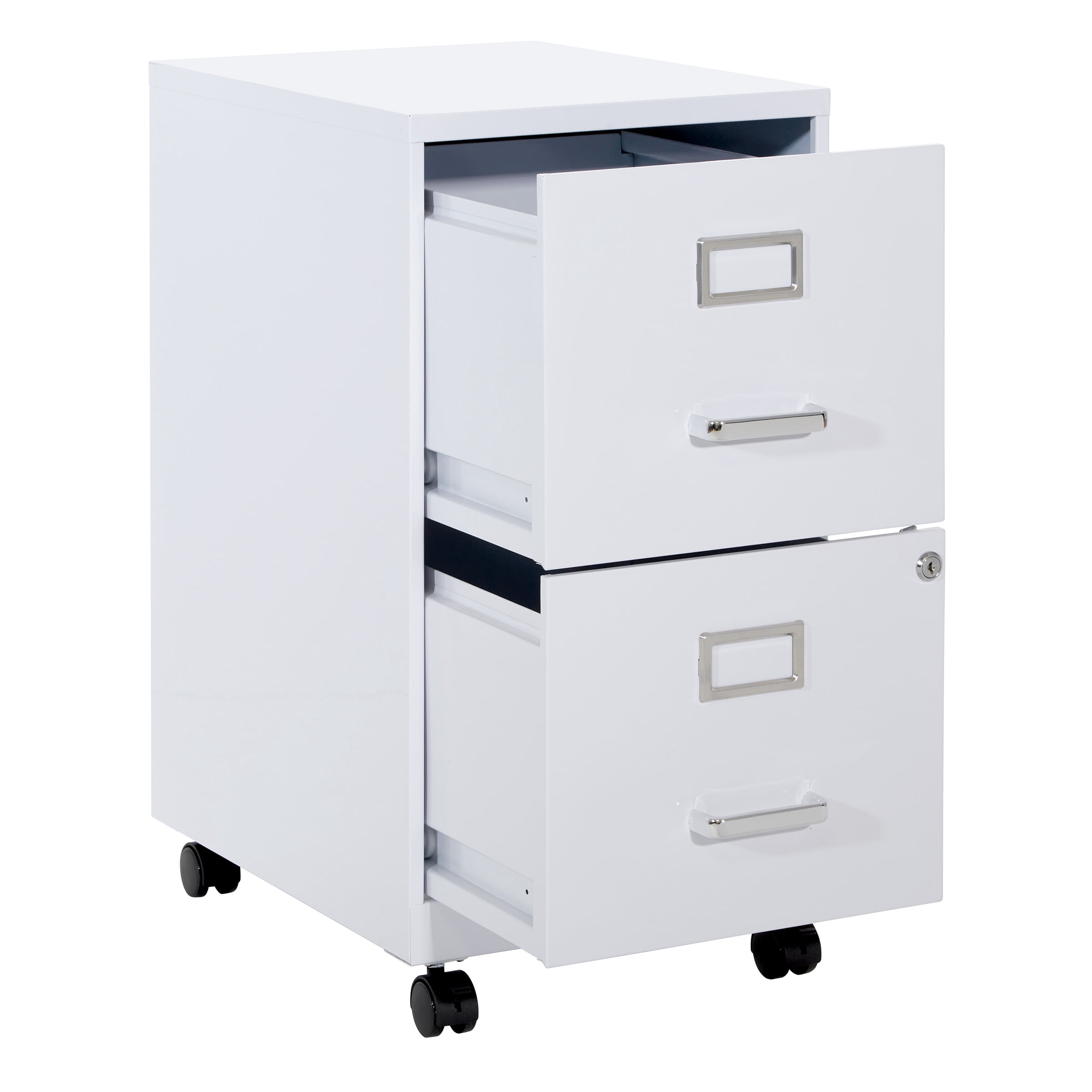 OSP Home Furnishings 2-Drawer Mobile Locking Metal File Cabinet, White