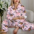 thumbnail image 6 of Pajamas for Women Set - Pink Butterfly Daisy Comfy Long Sleeve Button Up Pajama Sets for Women 2 Piece, Soft Sleepwear Nightwear Pjs Lounge Sets for Women with Pockets, 6 of 6