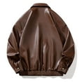 thumbnail image 3 of SDNall Mens Leather Jacket, Leather Motorcycle Jacket, Long Leather Jacket, Mens Dashion Motorcycle Solid Color Vintage Button Pocket Leather Long Sleeved Hooded Jacket, 3 of 3