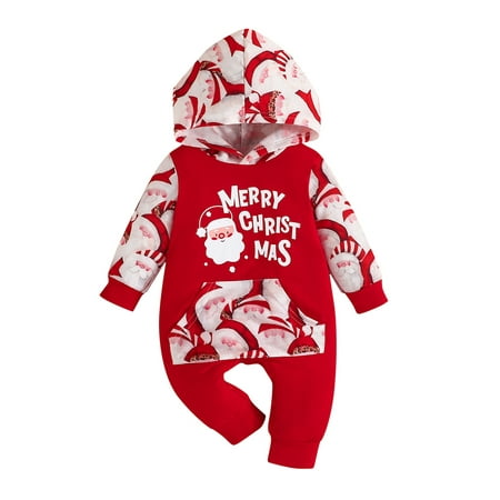 

Toddler Baby Sweatshirt Rompers Christmas Long Sleeve Hoodie Jumpsuit
