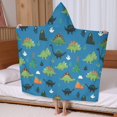 thumbnail image 5 of Blue Cartoon Dinosaurs Mountains Pattern Hooded Bath Towel，60"x35" for Ages 3 To 12 Kids, Quick Dry Lightweight Soft Microfiber Hood Beach Towel Cover Up for Kids, 5 of 7