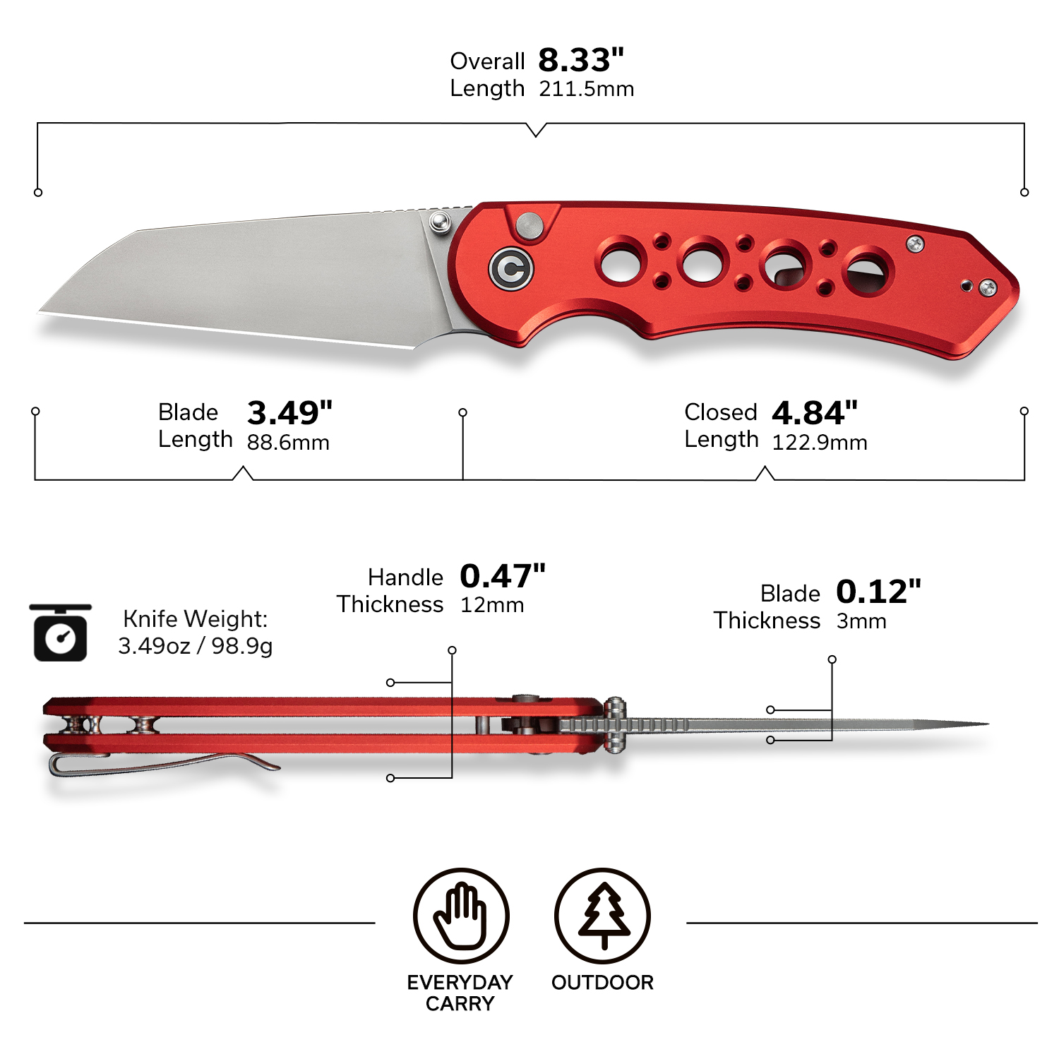 CIVIVI Pragma Prime Pocket Folding Knife with 3.49" 14C28N Blade C24067-2