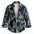 thumbnail image 4 of Fsmtpdam Long Sleeve Shirts for Men Hawaiian Button Down Collared Retro Floral Print Tops Boho Lightweight Beach Vacation Vintage Shirt, 4 of 5