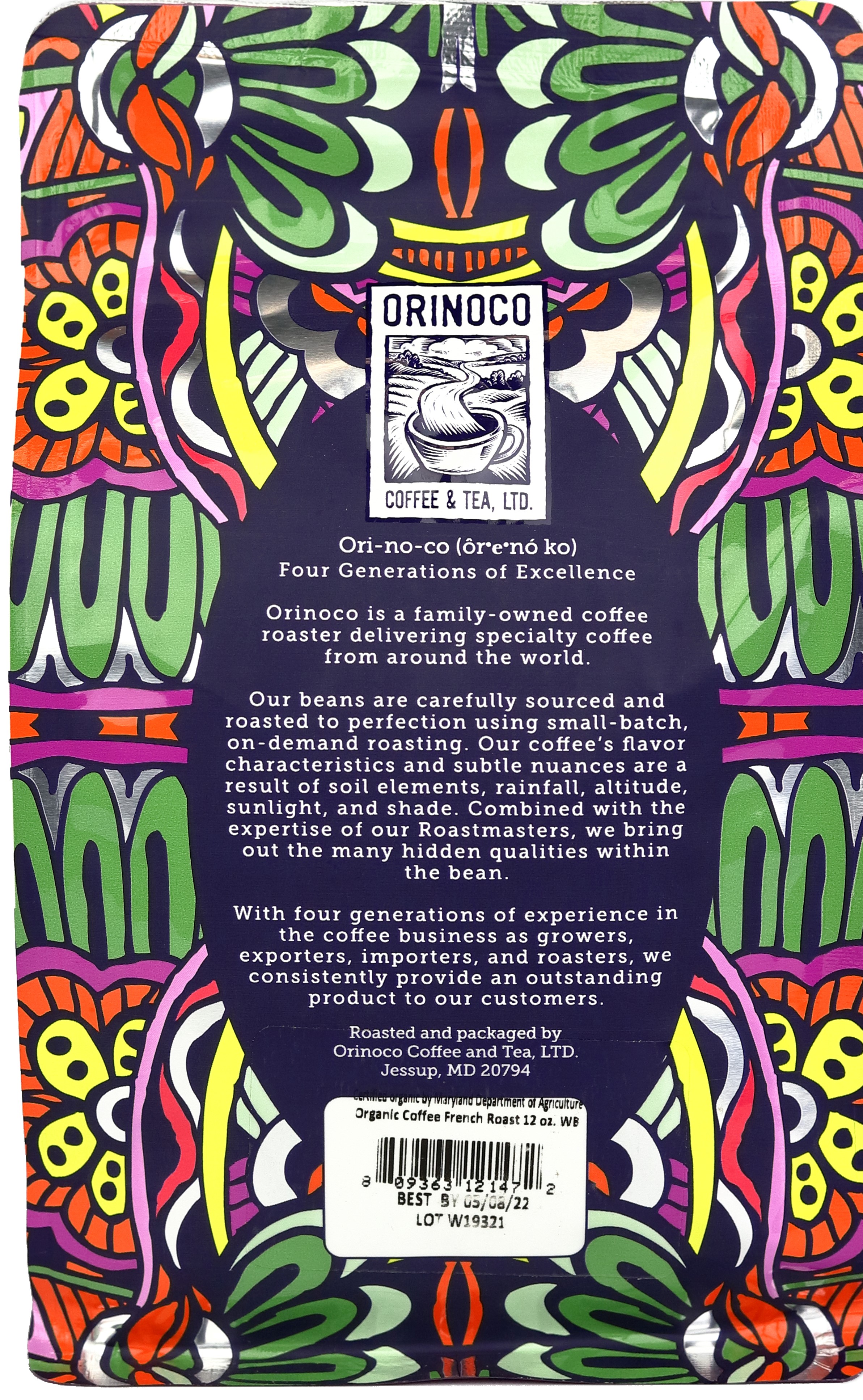 Orinoco, French Roast, Organic Fair Trade, Whole Bean Coffee, Dark Roast, 12 oz