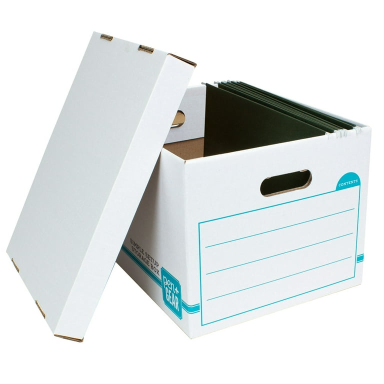 Storage File Boxes With Attached Lid, 15 x 12 x 10