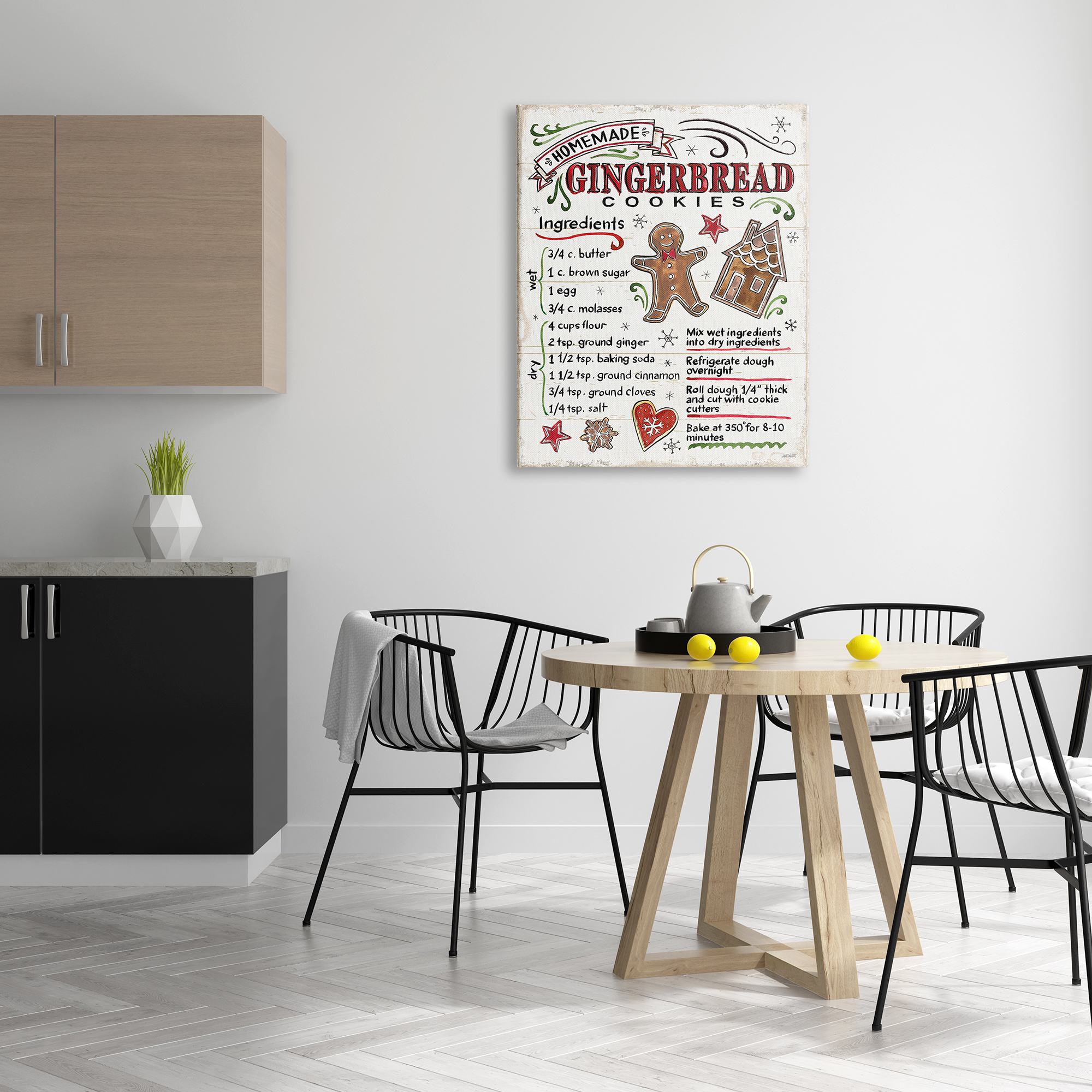 Design by Anne Tavoletti Homemade Gingerbread Cookies Holiday Cooking Instructions 30 in x 40 in Painting Canvas Art Print, by Stupell Home Décor