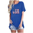 thumbnail image 1 of Tops Cortos para Mujeres Bandera de Moda Impresa Cuello Redondo, Camiseta de Manga 3/4 para Uso Diario, Casero Y Cómodo, 1 of 4