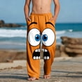 thumbnail image 2 of Boys Funny Face Graphic Print Sweatpants with Pockets Elastic Waistband Soft Stretchy Polyester Spandex Joggers Lounge Pants for Kids 4-14 Orange,Size 9 T, 2 of 9