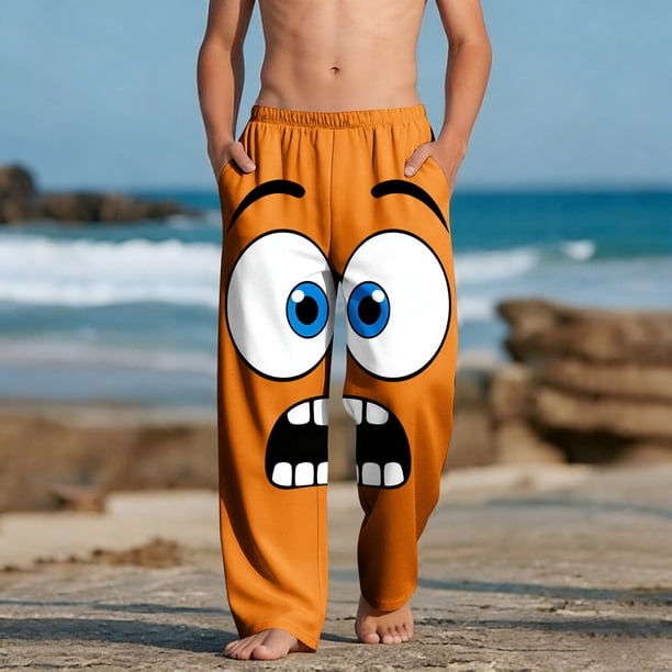 Pantalones largos para niños y niñas, de moda, estampados, casuales, de playa, con bolsillos.