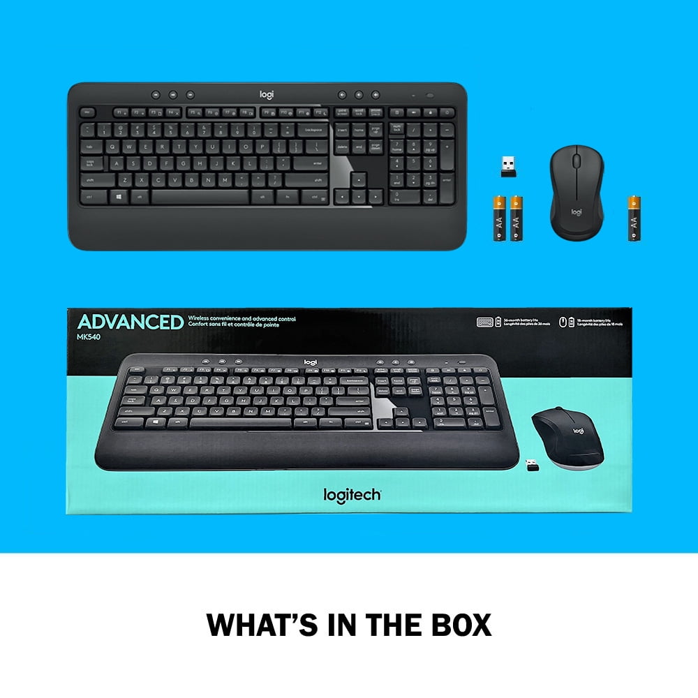Logitech MK540 Advanced Wireless Keyboard & Mouse Combo Travel Home Office Modern Bundle for PC & Laptop, Pack of 2
