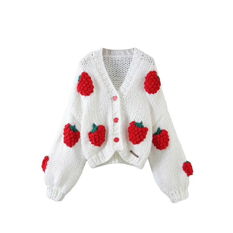 Chollius Women's 3D Flower/Fruit/Cloud Long Sleeve Knit Open Front Cardigan  