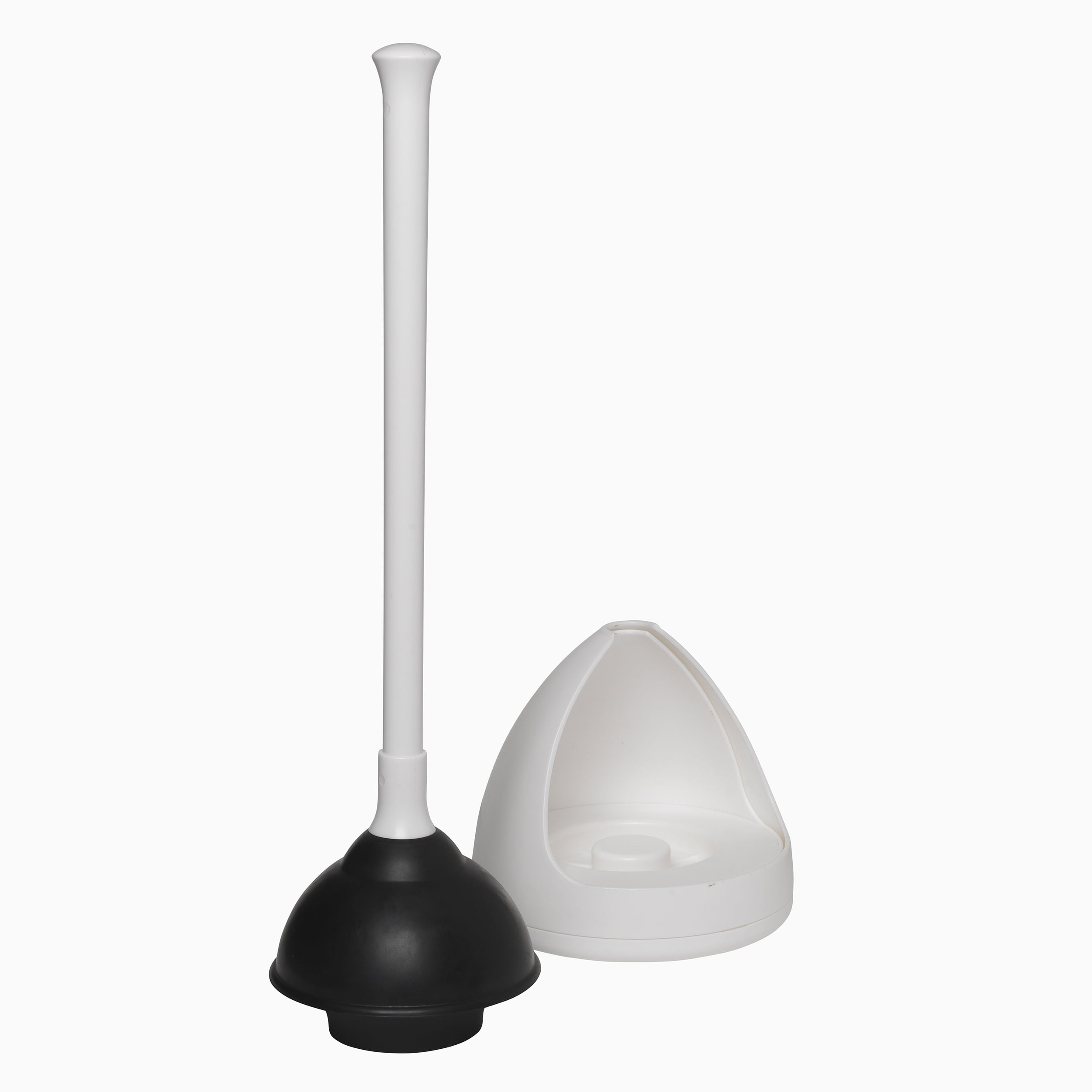 New Plumb Craft Toilet Plunger Drain Plunger with White Twist Caddy Storage Holder