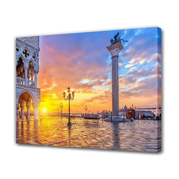 Sunrise In Venice Italy Canvas Poster Bedroom Decor Sports Landscape Office Room Decor Gift,Frame-style,24x36inch(60x90cm)