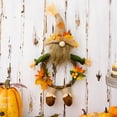 thumbnail image 3 of Fall Wreath with Plush Gnome, Artificial Grapevine Wreath with Flowers Maple Leaves and Berries, Autumn Harvest Wreath for Front Door Window and Wall Decoration, 3 of 9