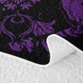 thumbnail image 5 of Castle Fairy Mystic Gothic Skull Bed Spread Queen,Vintage Floral Border Queen Coverlet Set,Black Violet, 5 of 7