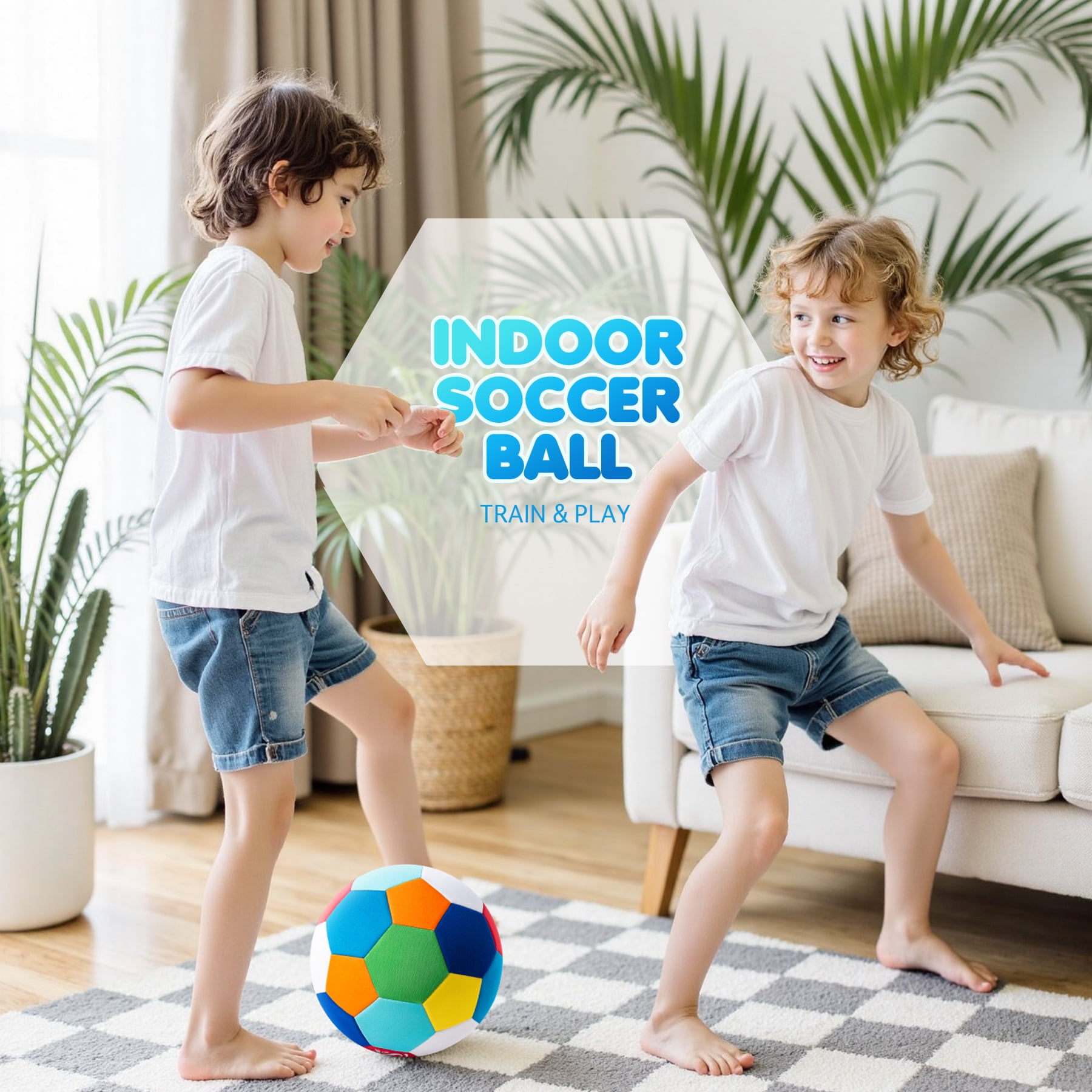 PLAYZAP Size 4 Soft Indoor Soccer Ball – Quiet, Safe for Toddlers & Kids Ages 3-12