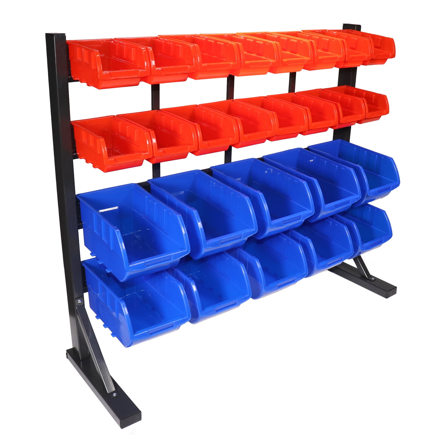 20 Bin Rail Mount Stackable Parts Storage Screws Bolts Nuts Organizer Shop Bins