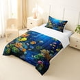 thumbnail image 2 of jejeloiu Watercolor Underwater World Twin Comforter Sets,Tropical Fish Coral Bedding Set For Boys,Blue Multicolor,2pcs,1 Comforter and 1 Pillowcase, 2 of 7