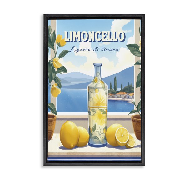 Stupell Industries Coastal Limoncello Coastal View Black Floating Frame Canvas Art, 17 x 25, by Andreas Magnusson