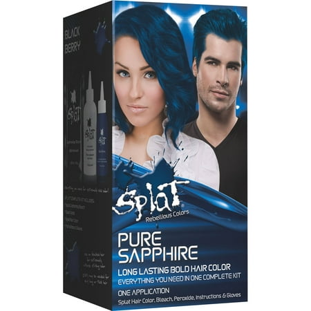 Splat 30 Wash Semi Permanent Hair Dye Kit Pure Sapphire Blue (Best Semi Permanent Hair Dye Bright Colors)